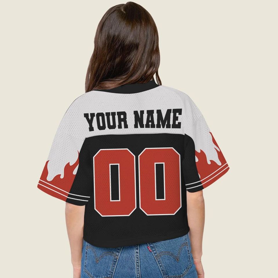Chris Brown Breezy Bowl Personalized Black Red Fire Crop Baseball Jersey
