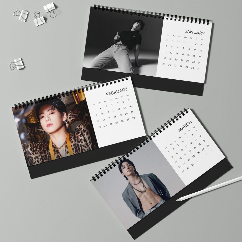 Jung Kook Bias BTS Kpop 2026 Office Desk Calendar - Christmas Gift for Fans