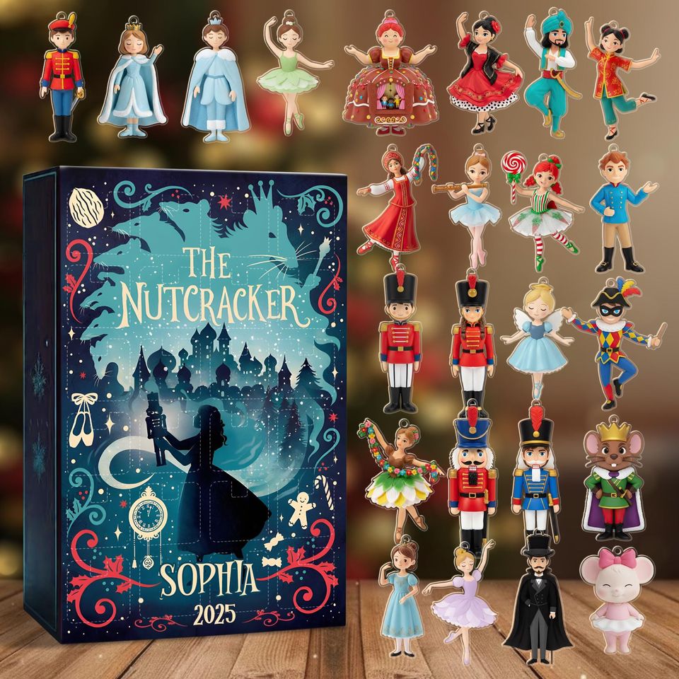 Personalized Nutcracker Advent Calendar 2025, Ballet Christmas Ornaments