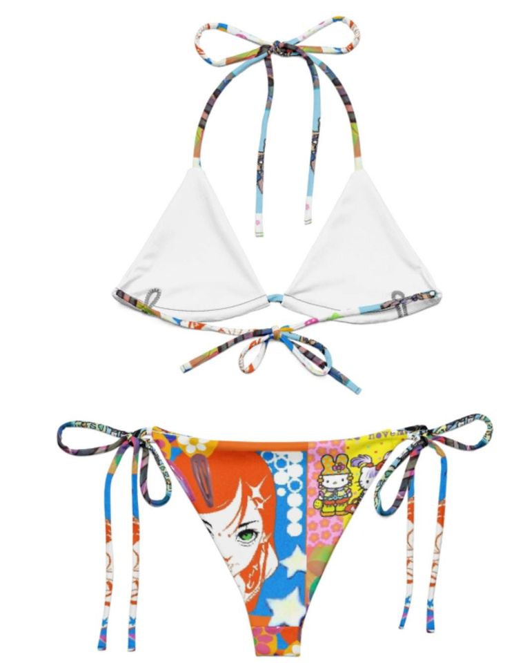 Cyber Kawaii Bikini: Anime Rave Recycled Fabric Swimsuit