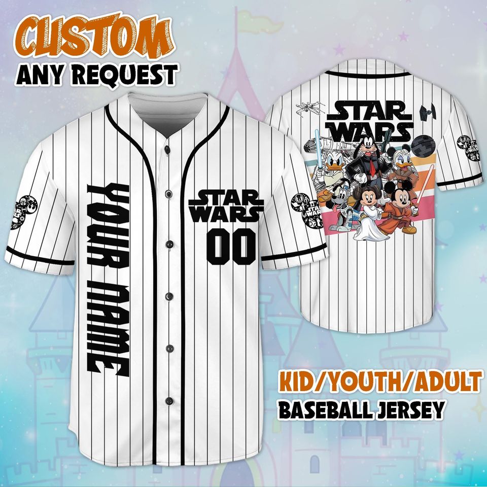 Personalized Star Wars Mickey Baseball Jersey, Disneyland Gift
