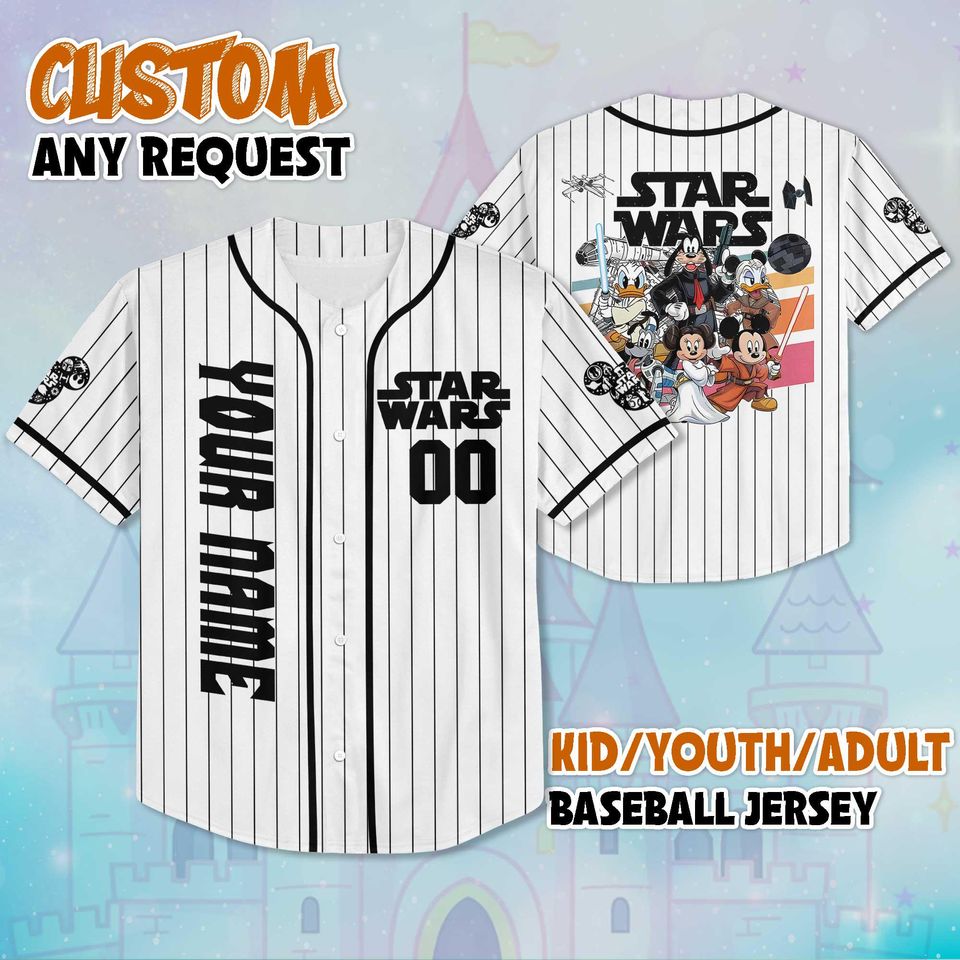 Personalized Star Wars Mickey Baseball Jersey, Disneyland Gift