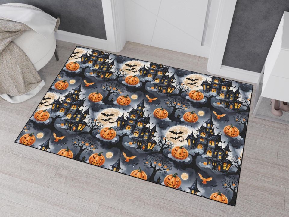 Spooky Floor Mat, Halloween Fall Welcome Mat, Haunted House Decor