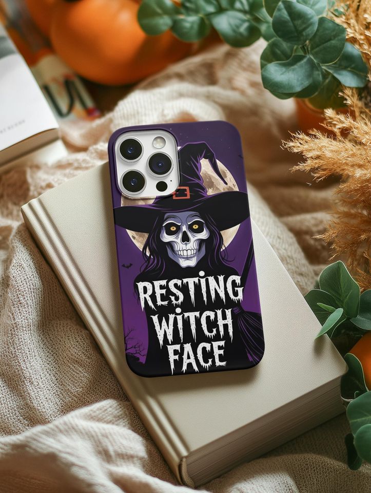Resting Witch Face iPhone Case: Spooky Season Protective Cover