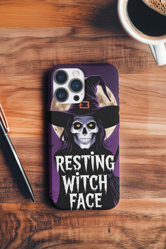 Resting Witch Face iPhone Case: Spooky Season Protective Cover