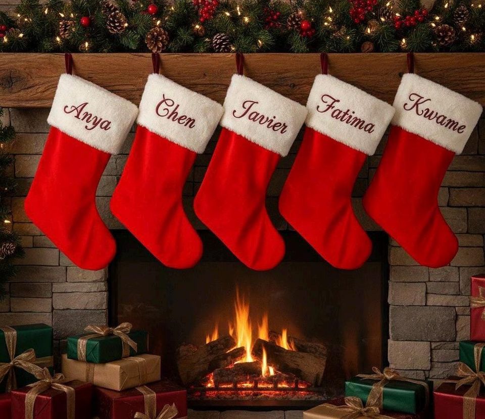 Personalized  Velvet Christmas Stocking | Embroidered Name