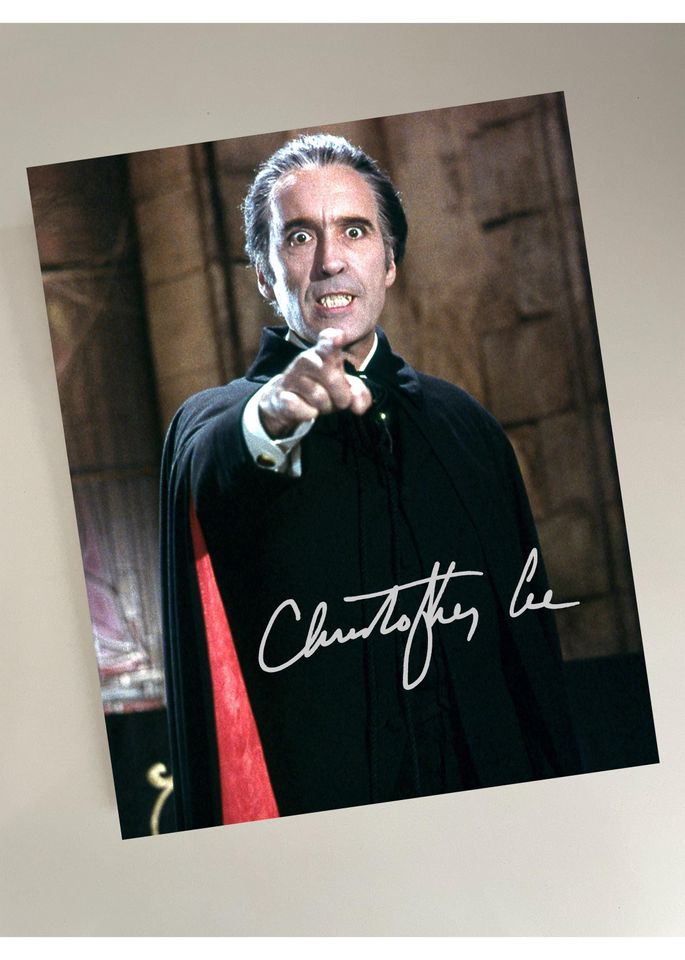 Christopher Lee  Dracula Reprint Autograph Poster