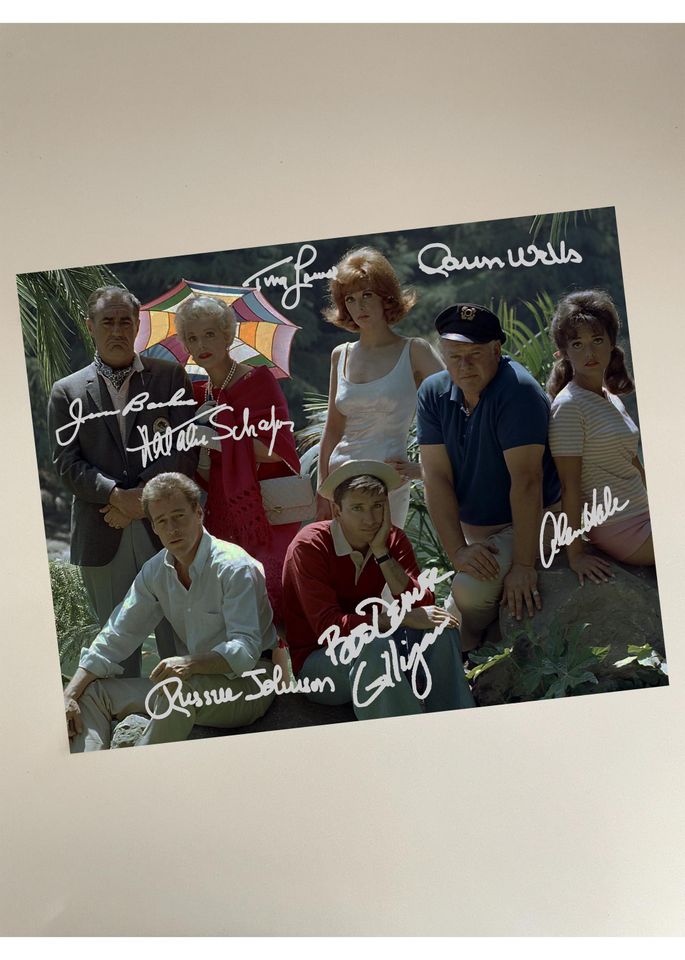 Gilligans Island  Full Cast Photo Reprint Autograph Poster