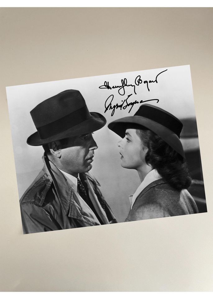 Casablanca  Bogart & Bergman Reprint Autograph Poster