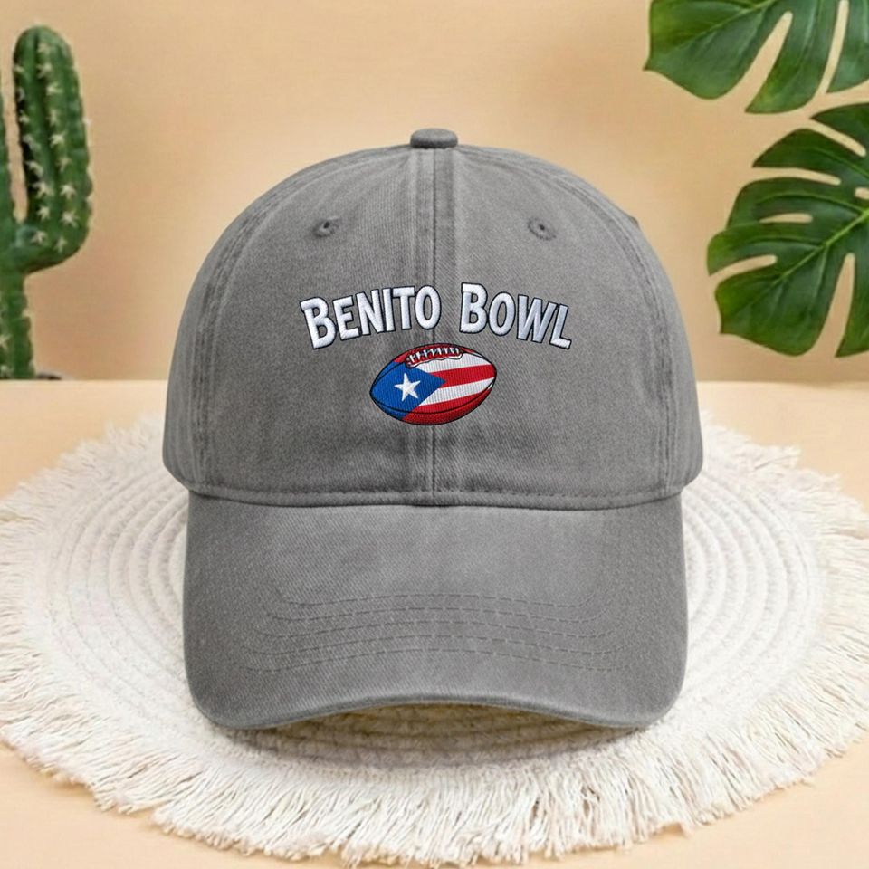 Benito Bowl Embroidered Washed Denim Baseball Cap