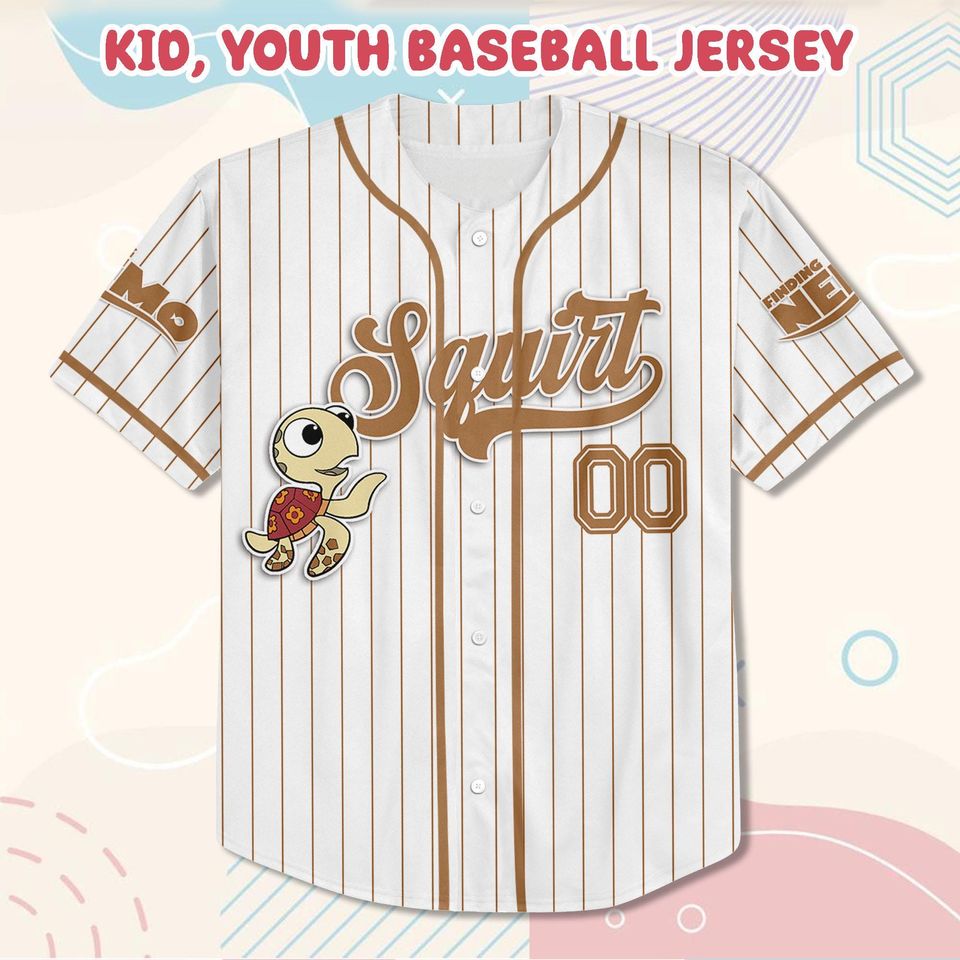 Custom Finding Nemo Squirt Baseball Jersey | All Ages | Gift for Kids, Birthday Gift