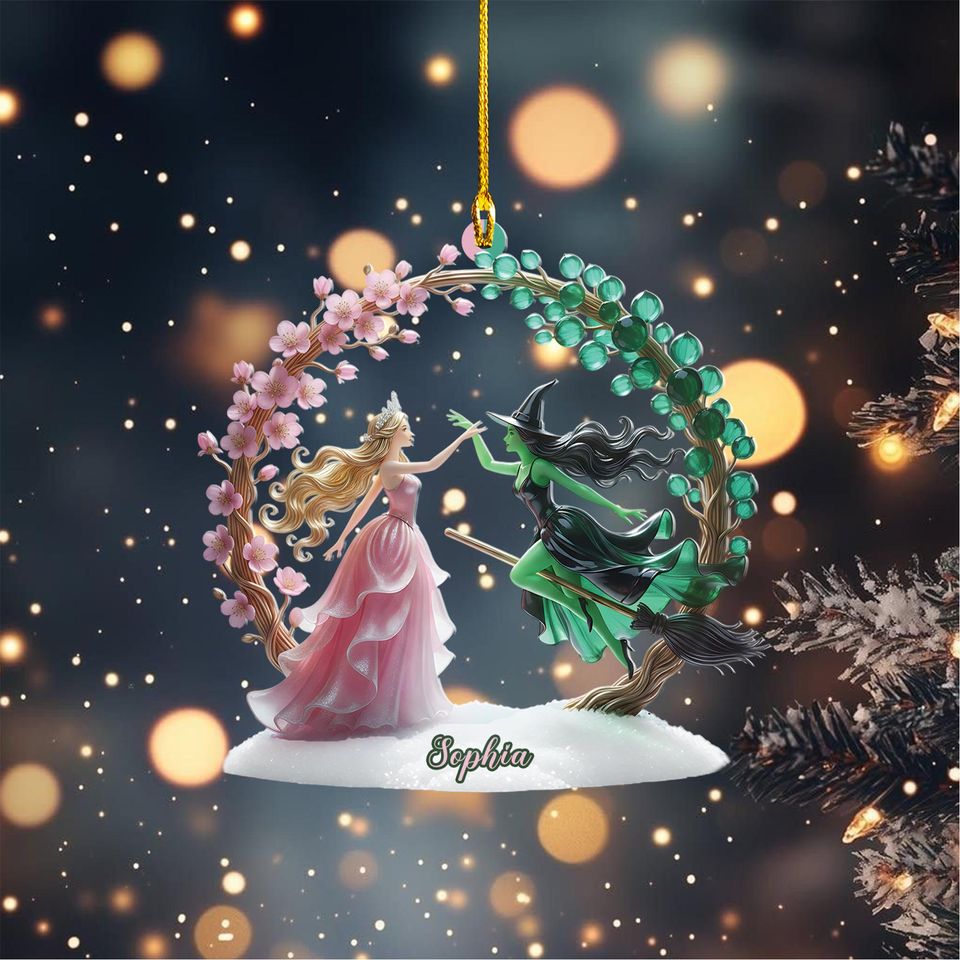 Personalized Wicked Ornament - Glinda Elphaba Custom Shape Acrylic Keepsake - Broadway Musical Fan Gift - Changed For Good Decor