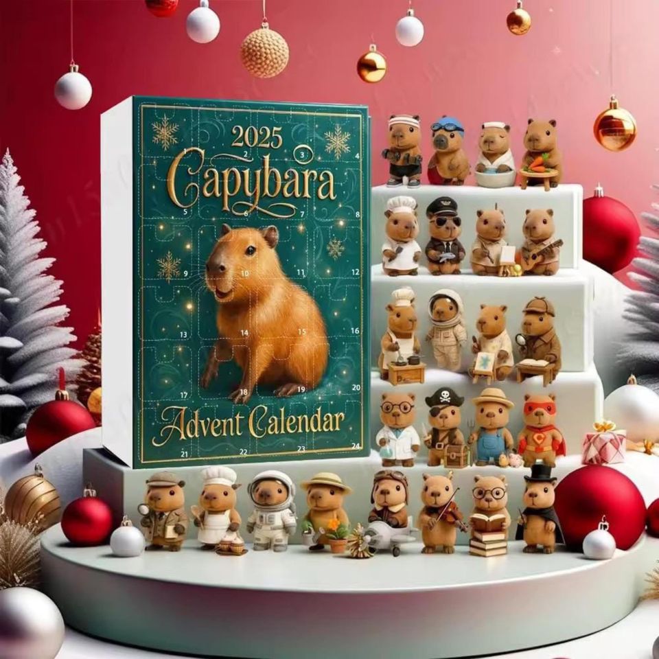 Capybara Advent Calendar 2025, 24 Acrylic Christmas Ornaments, Christmas Countdown Calendar