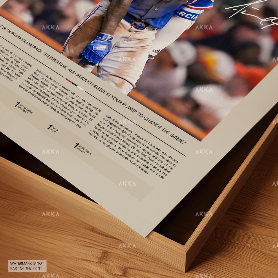 Adolis Garca Poster, Texas Rangers Wall Art Print, Framed Baseball Decor