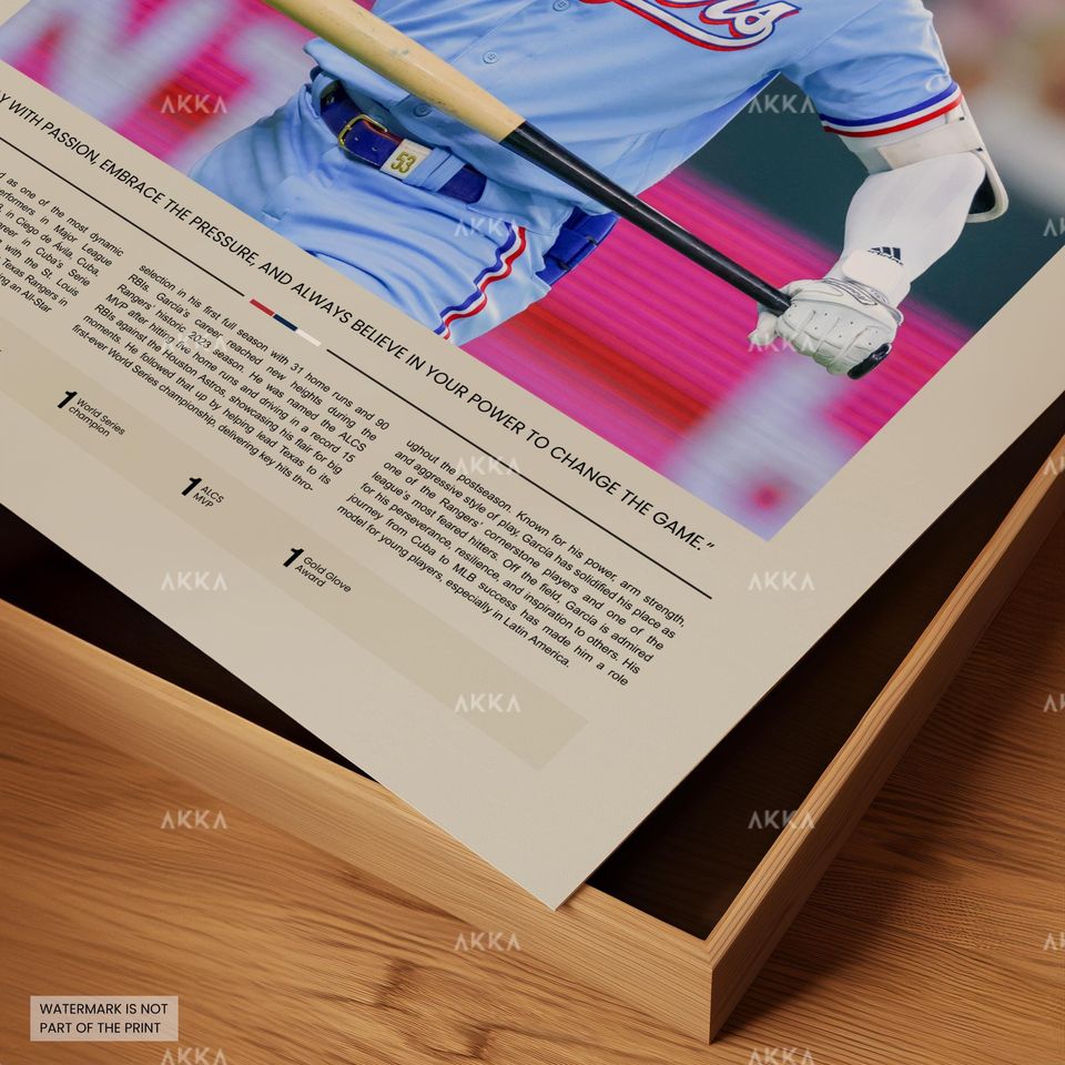Adolis Garca Poster, Texas Rangers Wall Art Print, Framed Baseball Decor