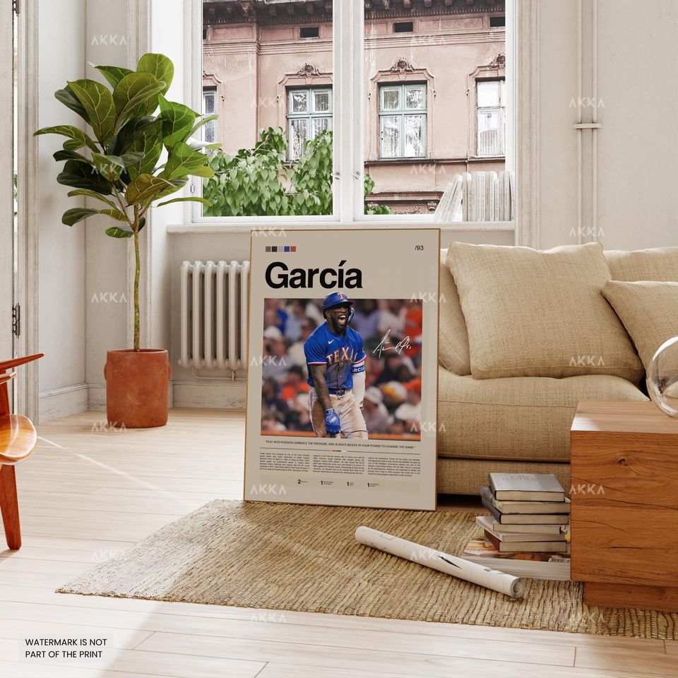 Adolis Garca Poster, Texas Rangers Wall Art Print, Framed Baseball Decor