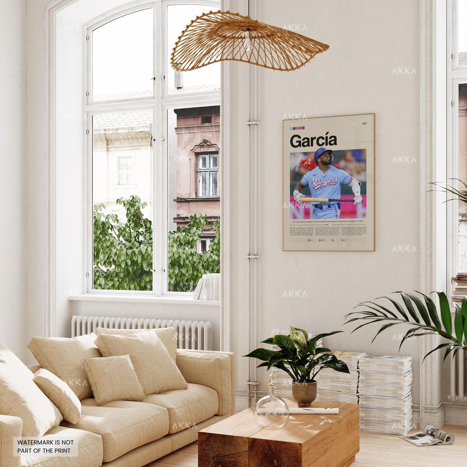 Adolis Garca Poster, Texas Rangers Wall Art Print, Framed Baseball Decor