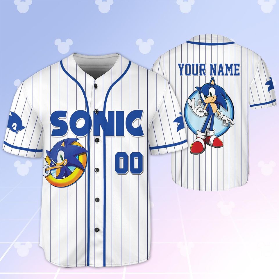 Custom Sonic the Hedgehog Baseball Jersey, Personalized Team Shirt