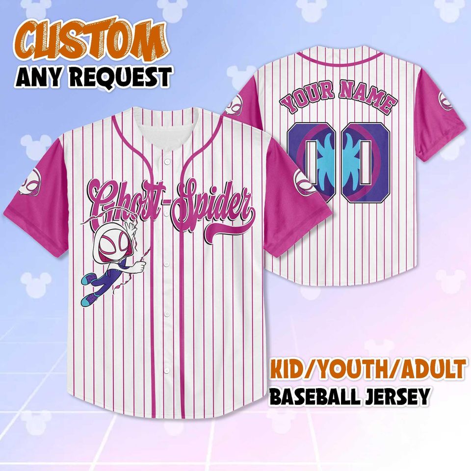 Custom Ghost-Spider Baseball Jersey, Spidey and Friends Shirt
