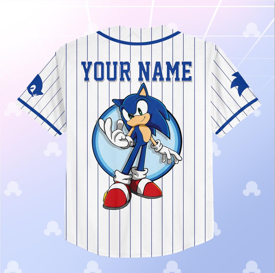 Custom Sonic the Hedgehog Baseball Jersey, Personalized Team Shirt