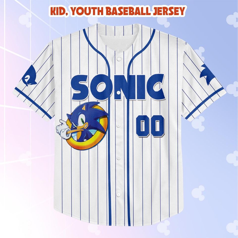 Custom Sonic the Hedgehog Baseball Jersey, Personalized Team Shirt