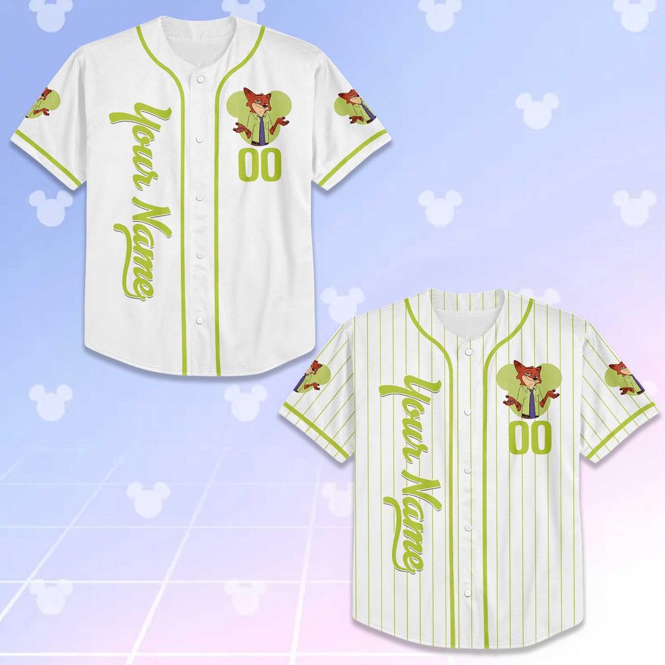 Custom Nick Wilde Baseball Jersey, Zootopia 2 Family Outfit