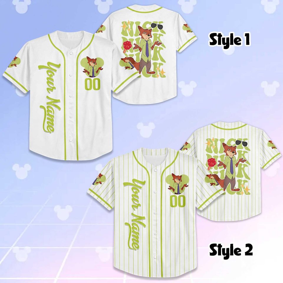 Custom Nick Wilde Baseball Jersey, Zootopia 2 Family Outfit