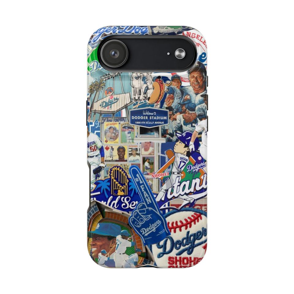 Dodgers iPhone Case | Retro Baseball Collage, Protective Phone Cover