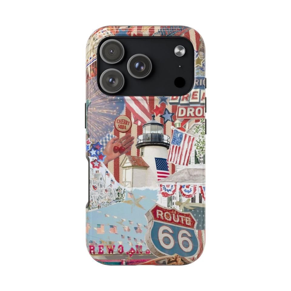 Retro Route 66 iPhone Case: Vintage Americana Collage