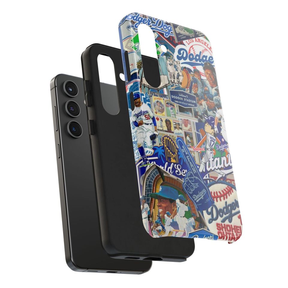 Dodgers iPhone Case | Retro Baseball Collage, Protective Phone Cover