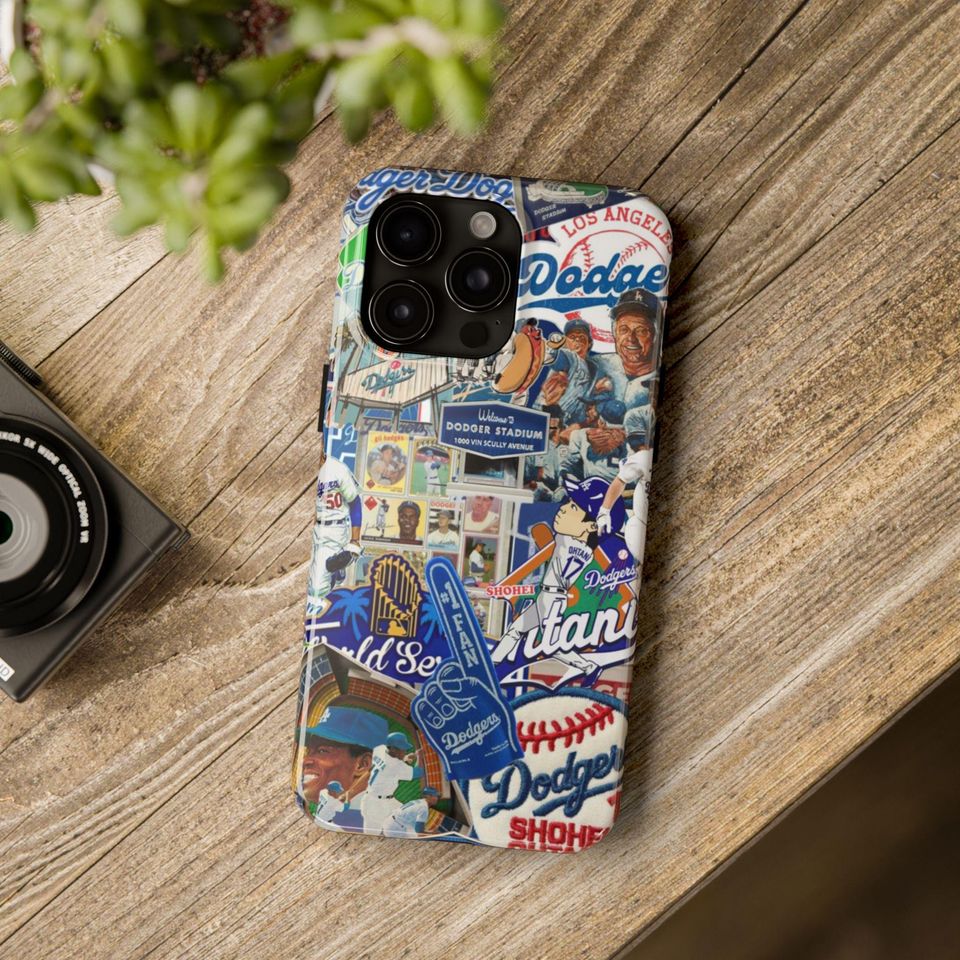 Dodgers iPhone Case | Retro Baseball Collage, Protective Phone Cover