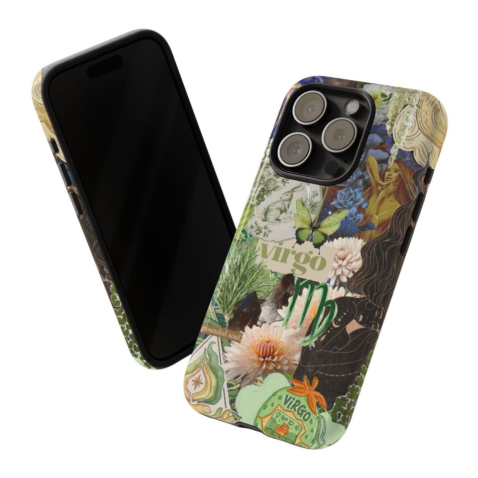 Virgo Zodiac Phone Case: Boho Astrology Collage - iPhone & Samsung