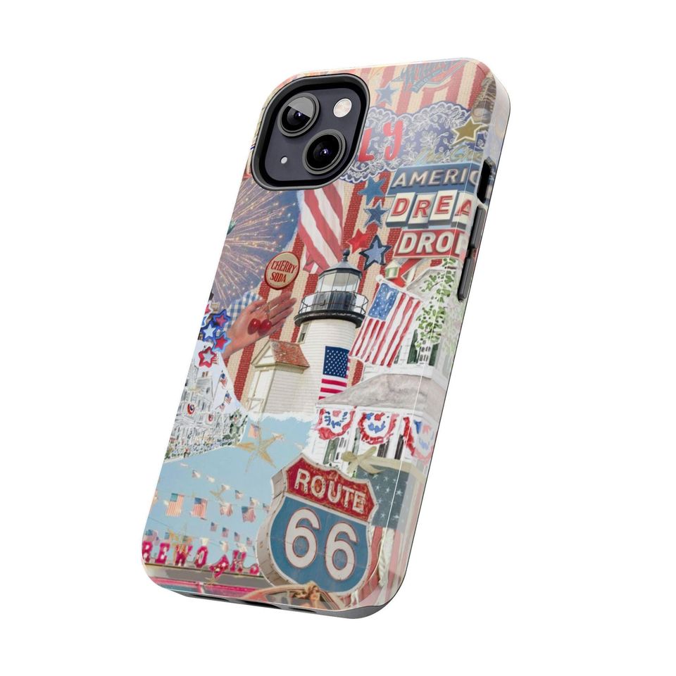 Retro Route 66 iPhone Case: Vintage Americana Collage