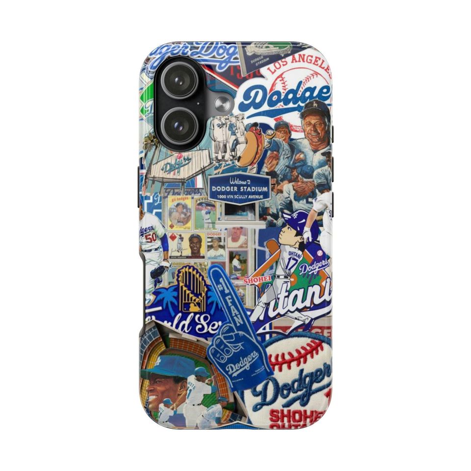 Dodgers iPhone Case | Retro Baseball Collage, Protective Phone Cover