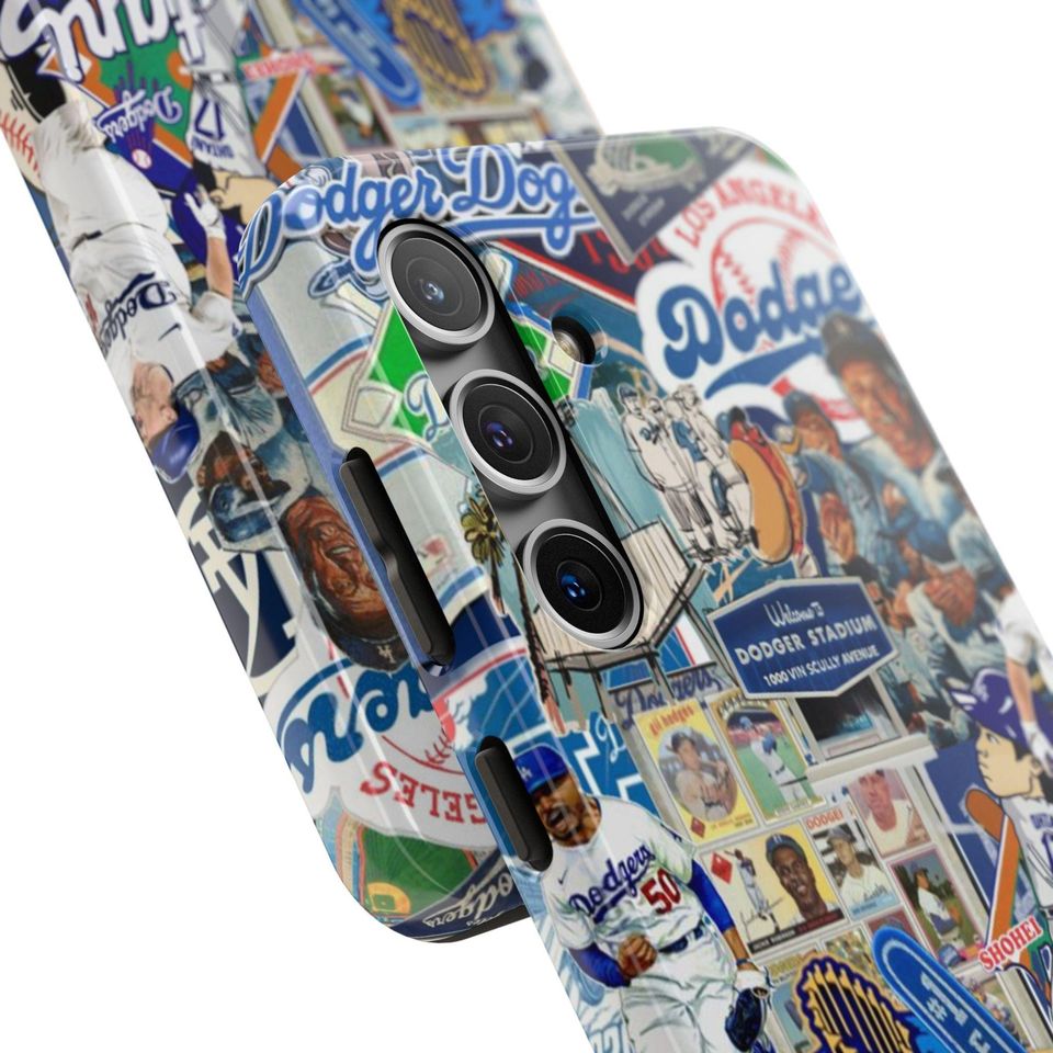 Dodgers iPhone Case | Retro Baseball Collage, Protective Phone Cover
