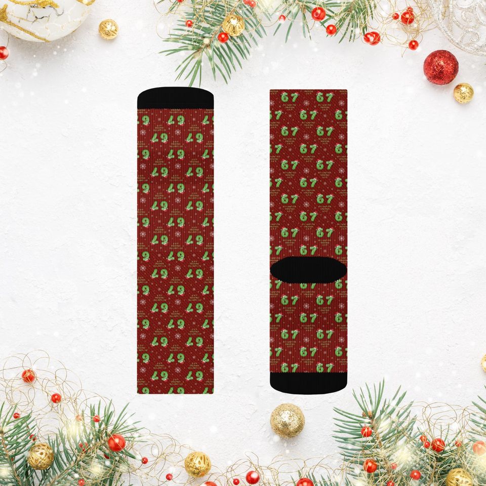 Christmas Hosting 6 7 Socks  Six Seven Meme Socks, Gag Gift Socks, Holiday Party Secret Santa Viral Trend Gift for Kids & Teens