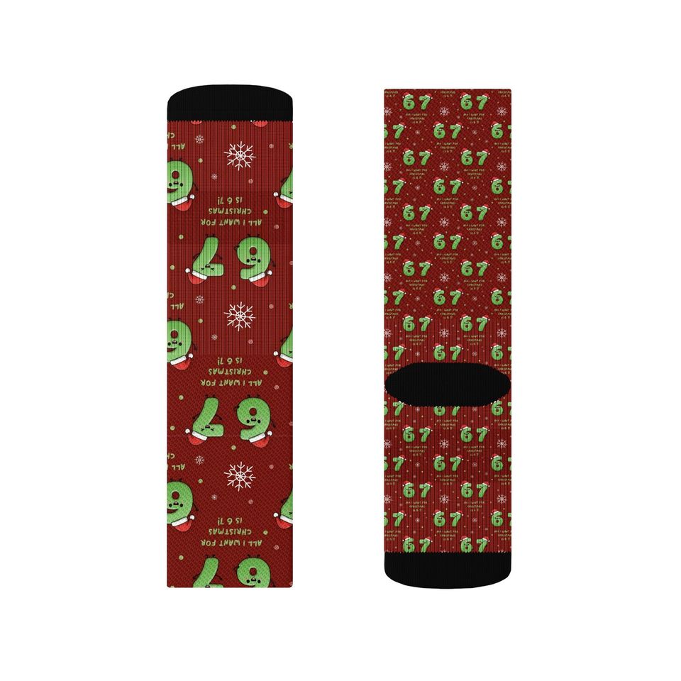 Christmas Hosting 6 7 Socks  Six Seven Meme Socks, Gag Gift Socks, Holiday Party Secret Santa Viral Trend Gift for Kids & Teens