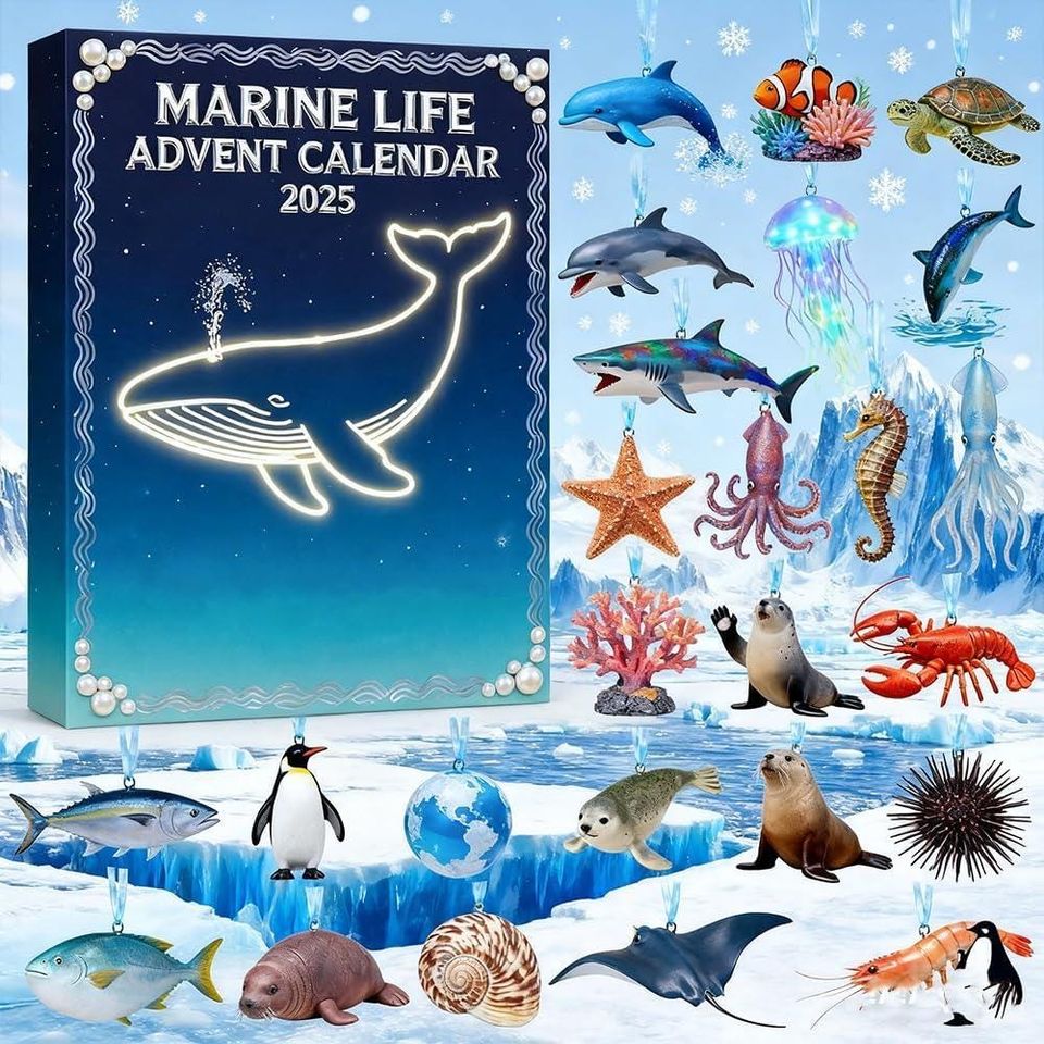 Marine Life Advent Calendar 2025, Ocean Animal Mini Figures