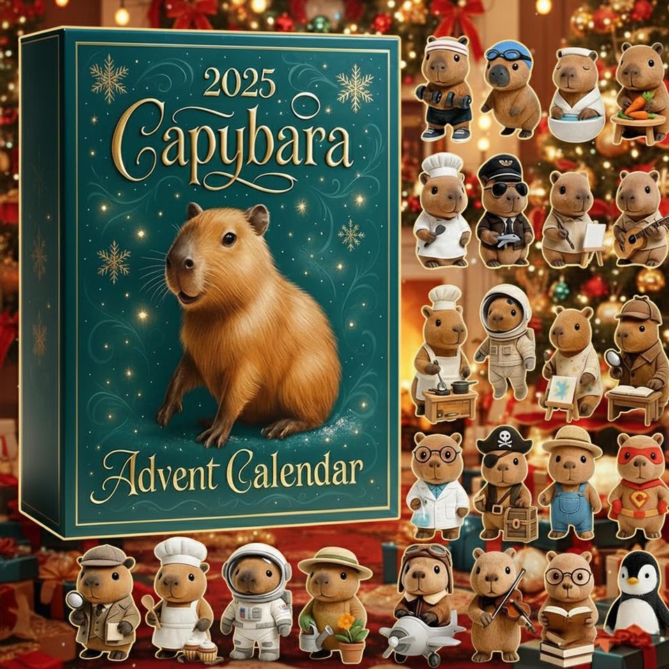 Capybara Advent Calendar 2025, Collectible Mini Figurines Set