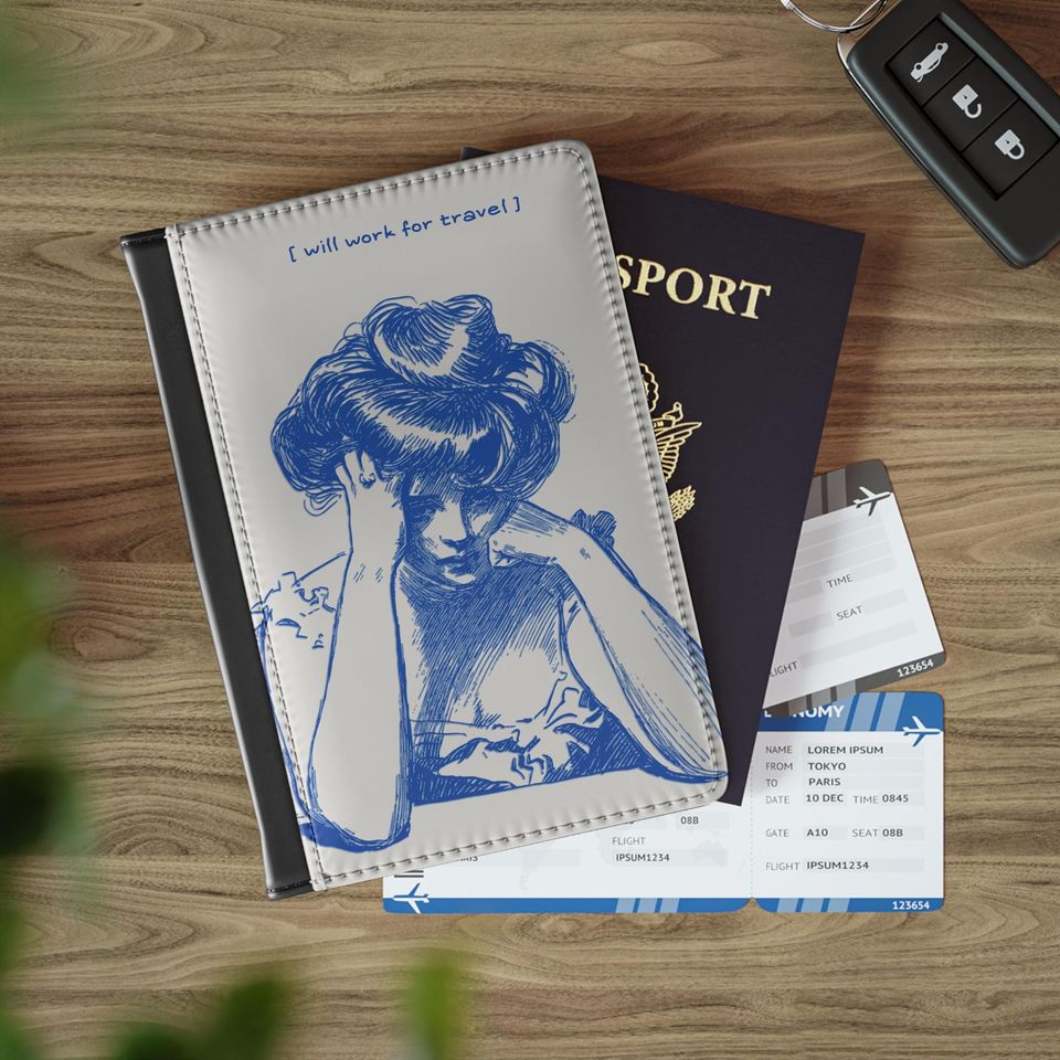 Will Work for Travel Passport Cover