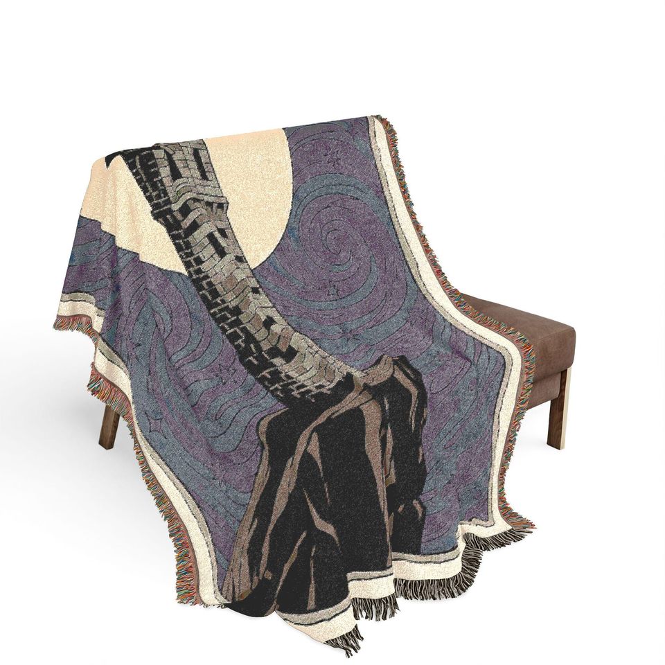 Wizard Tower Woven Blanket - Van Gogh Style Tapestry - Fantasy Castle Decor - Starry Night Art - Magic Landscape Gift - Witchy Moon Throw