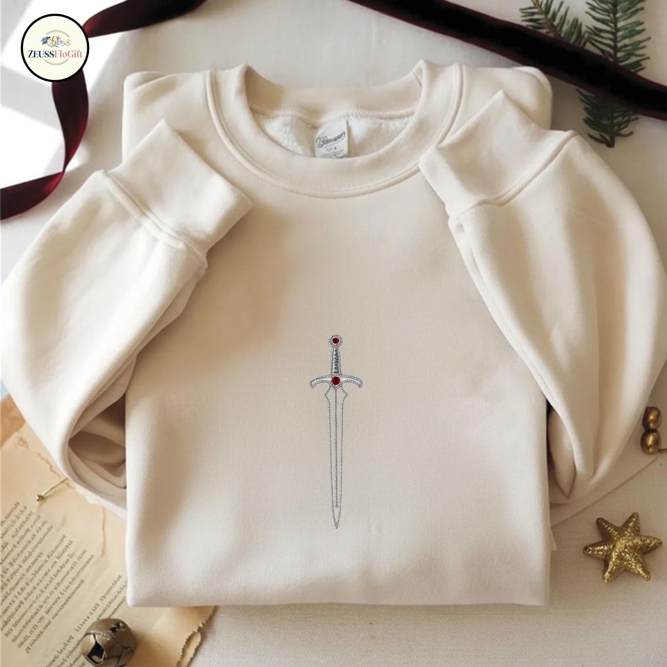 Embroidered Sword School Alumni Sweatshirt, Embroidered Wizard Sweatshirt, Book Lover Gift, Magic Shirt, Movie Embroidered Shirt ESS787