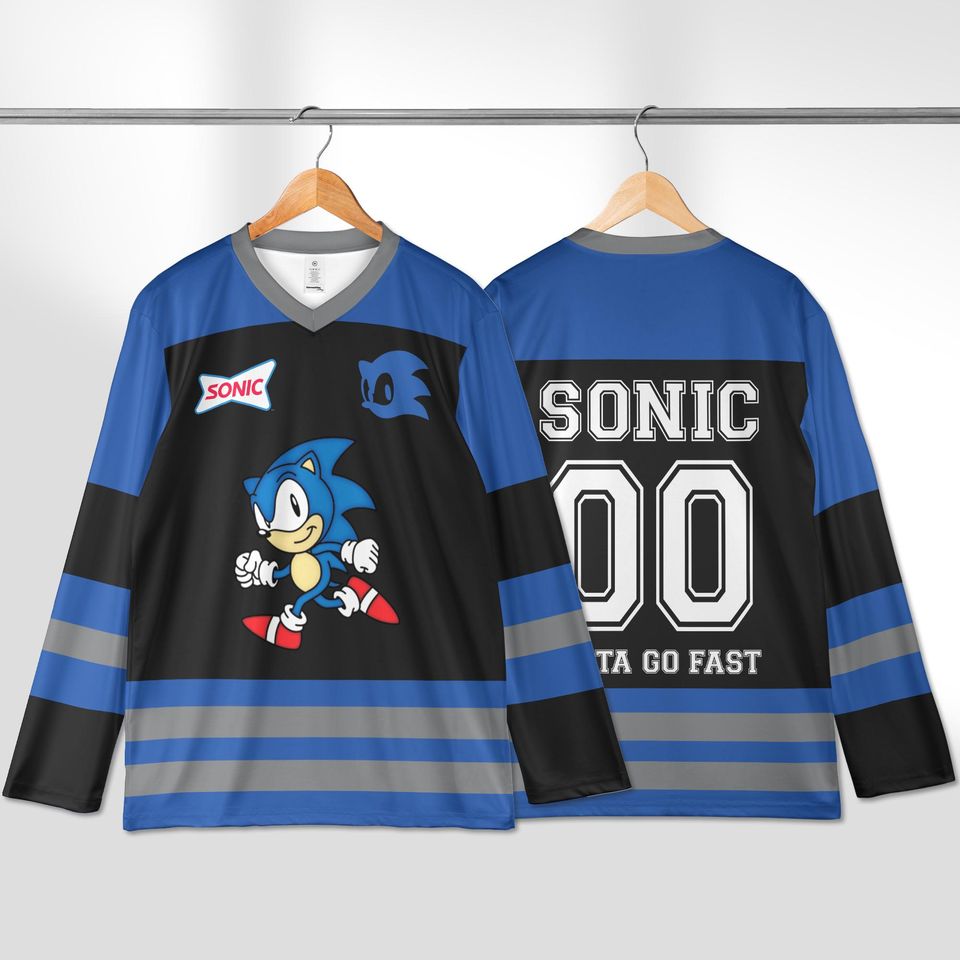 Personalized Sonic Hockey Jersey, Custom Sonic the Hedgehog Jersey, Hockey Fan Lover Gift, Hockey Team Outfit