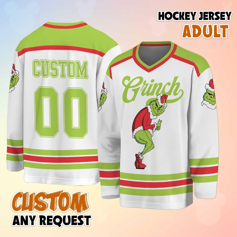 Custom funny character Hockey Jersey, Personalized Christmas funny character Hockey, Funny Holiday Party Outfit, Xmas Gift Idea