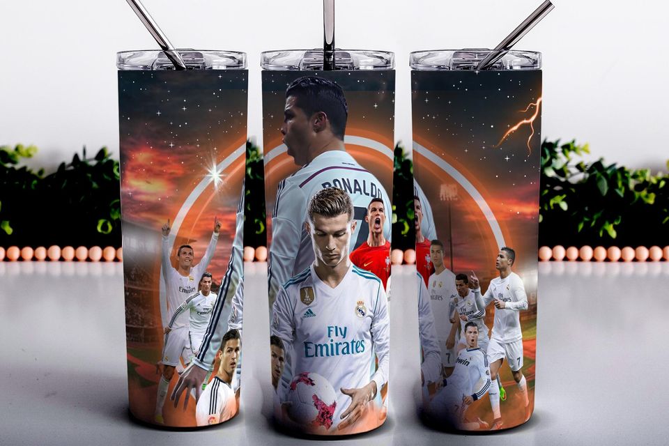 Cristiano Ronaldo Tumbler Wrap, 20oz Football Design, Real madrid tumbler