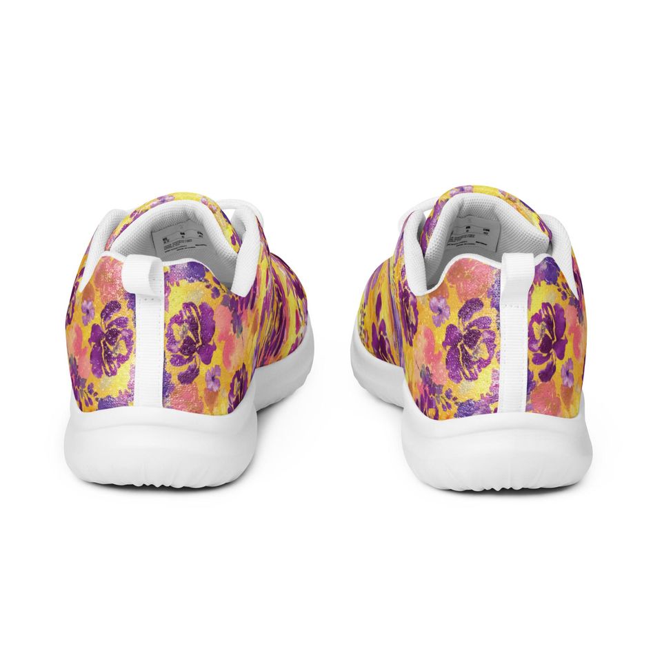 Bold Bloom Womens Athletic Shoes  Watercolor Floral Print Sneakers