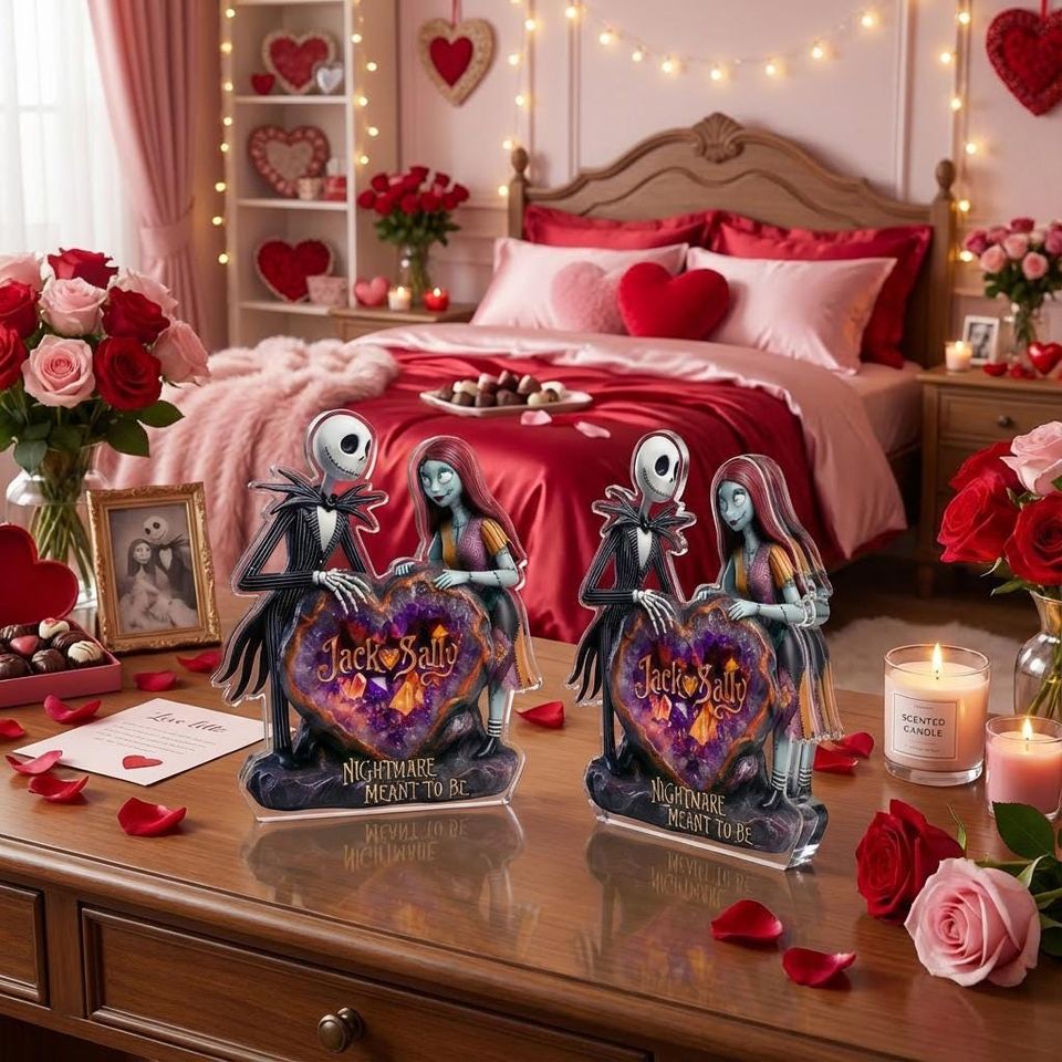 Personalized Jack & Sally Couple Acrylic Plaque Valentines Anniversary Gift Decor