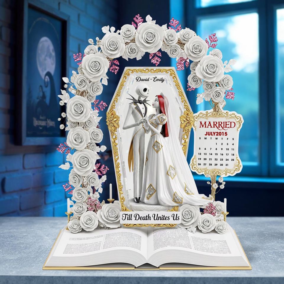 Personalized Jack & Sally Couple Acrylic Plaque Wedding Anniversary Gift Decor
