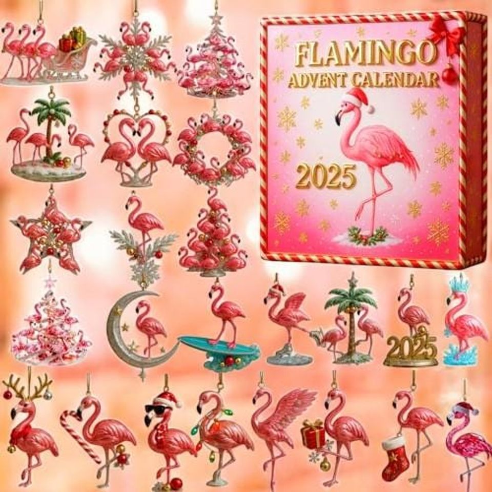 2025 Flamingo Advent Calendar  Cute Pink Christmas Countdown Gift for Flamingo Lovers
