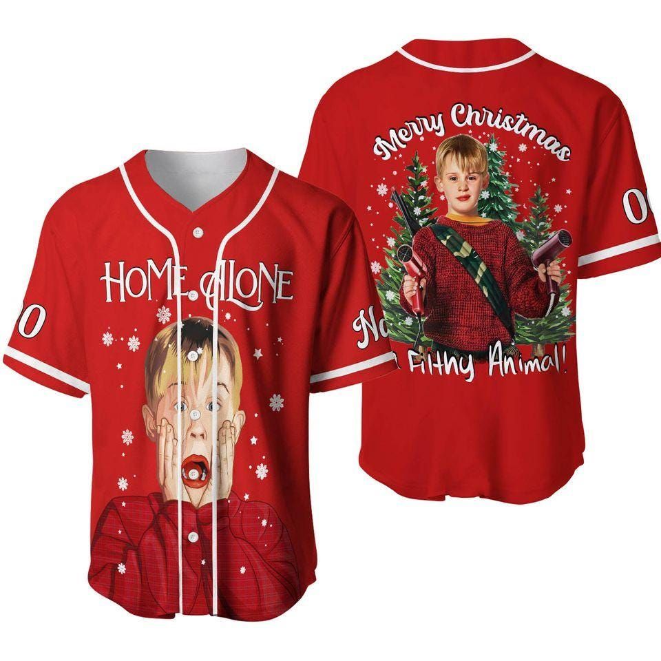 Personalized Home Alone Ya Filthy Animal Christmas Baseball Jersey